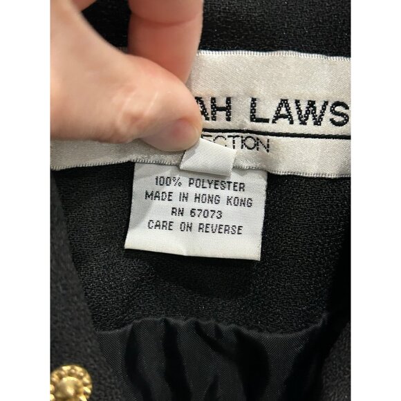 Deborah Laws Black Studded Jacket Decorative Gold Buttons Front Zip Sz Medium - Picture 6 of 9